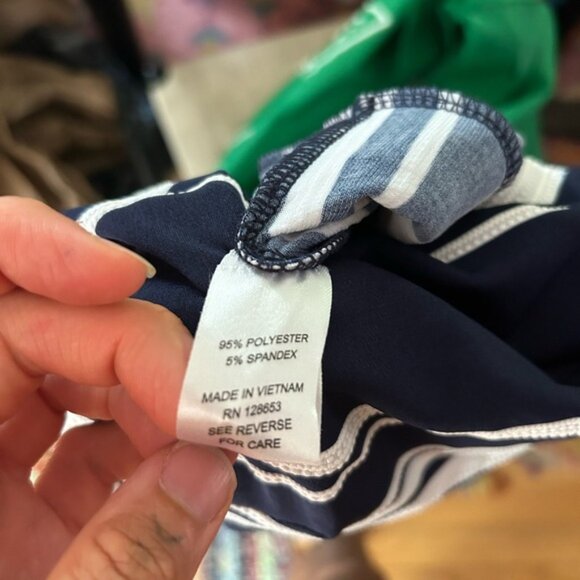 Ellen Weaver Elegant Navy and White Striped Jumpsuit M - Picture 10 of 16